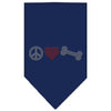 Pet and Dog Bandana Rhinestone, Peace Love Bone