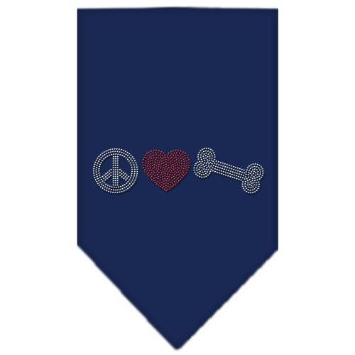 Pet and Dog Bandana Rhinestone, Peace Love Bone
