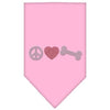 Pet and Dog Bandana Rhinestone, Peace Love Bone