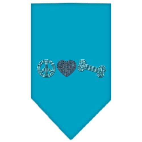 Pet and Dog Bandana Rhinestone, Peace Love Bone