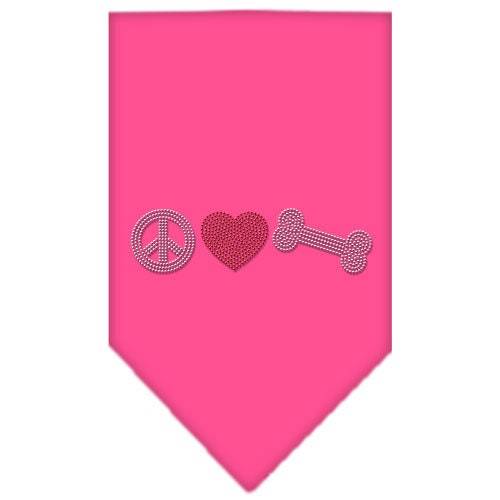 Pet and Dog Bandana Rhinestone, Peace Love Bone