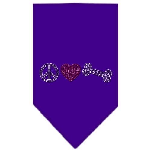 Pet and Dog Bandana Rhinestone, Peace Love Bone