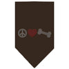 Pet and Dog Bandana Rhinestone, Peace Love Bone