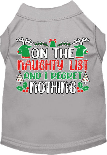 Christmas Cat or Dog Shirt for Pets 0-20 Pounds, On The Naughty List And I Regret Nothing