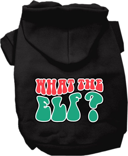 Christmas Pet Hoodie Screen Printed, What The Elf
