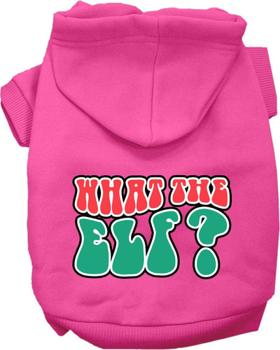 Christmas Pet Hoodie Screen Printed, What The Elf