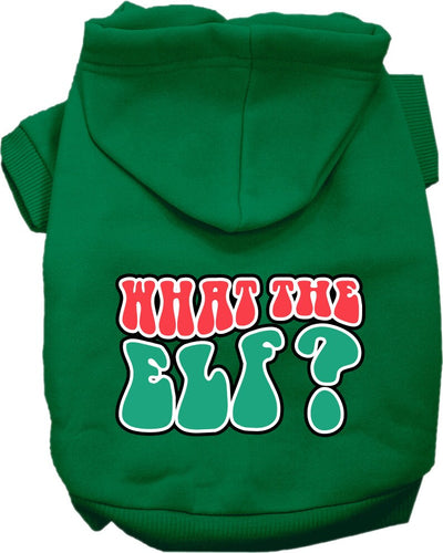 Christmas Pet Hoodie Screen Printed, What The Elf