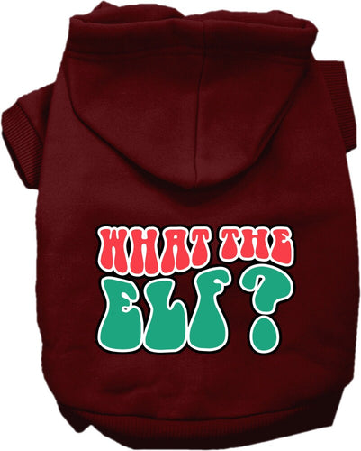 Christmas Pet Hoodie Screen Printed, What The Elf