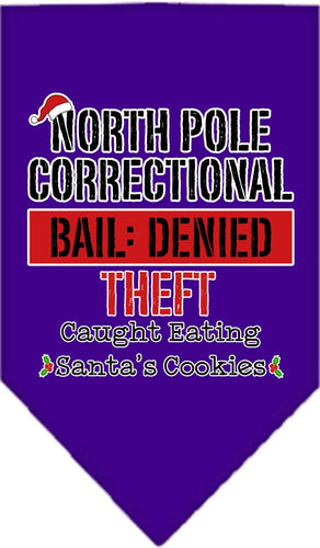 Christmas Pet and Dog Bandana Screen Printed, North Pole Correctional