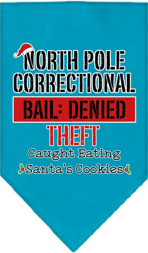 Christmas Pet and Dog Bandana Screen Printed, North Pole Correctional