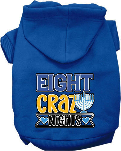 Hanukkah Pet, Dog and Cat Hoodie Screen Printed, Eight Crazy Nights