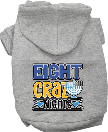 Hanukkah Pet, Dog and Cat Hoodie Screen Printed, Eight Crazy Nights