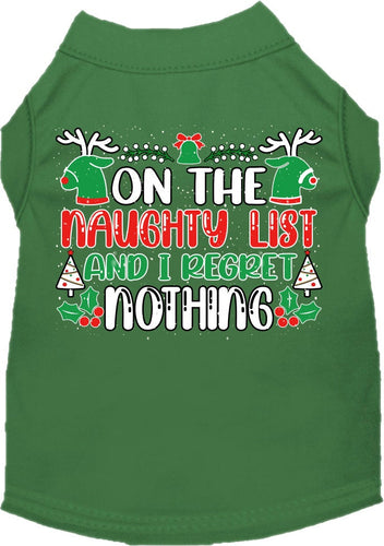 Christmas Cat or Dog Shirt for Pets 0-20 Pounds, On The Naughty List And I Regret Nothing