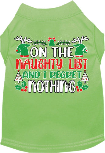 Christmas Cat or Dog Shirt for Pets 0-20 Pounds, On The Naughty List And I Regret Nothing