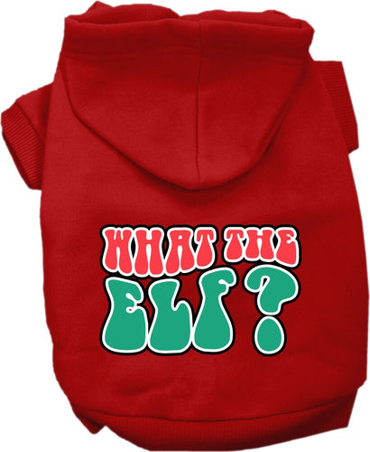 Christmas Pet Hoodie Screen Printed, What The Elf