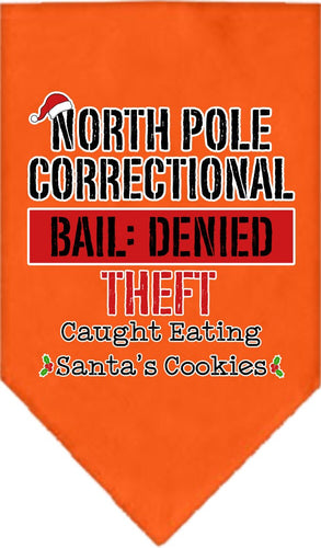 Christmas Pet and Dog Bandana Screen Printed, North Pole Correctional