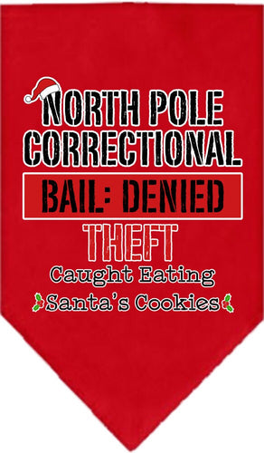 Christmas Pet and Dog Bandana Screen Printed, North Pole Correctional