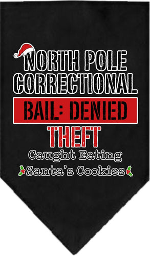 Christmas Pet and Dog Bandana Screen Printed, North Pole Correctional