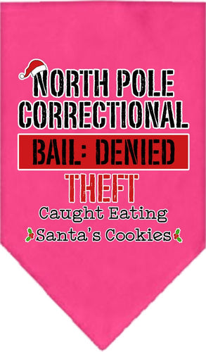 Christmas Pet and Dog Bandana Screen Printed, North Pole Correctional