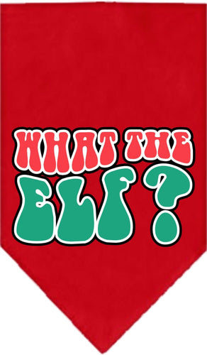 Christmas Pet and Dog Bandana Screen Printed, What The Elf