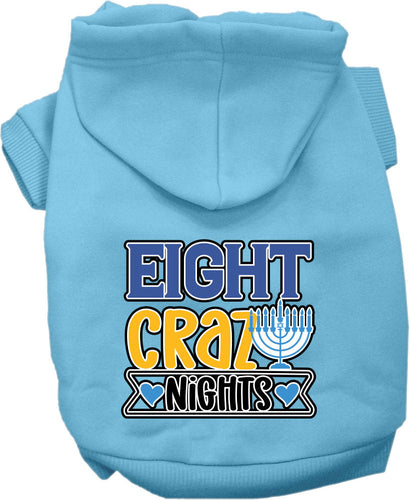 Hanukkah Pet, Dog and Cat Hoodie Screen Printed, Eight Crazy Nights