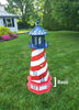 Amish  Handmade Patriotic Solar Lighthouse - Landmark Replica - Garden Decor