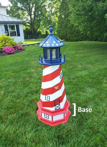 Amish  Handmade Patriotic Solar Lighthouse - Landmark Replica - Garden Decor