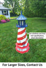 Amish  Handmade Patriotic Solar Lighthouse - Landmark Replica - Garden Decor