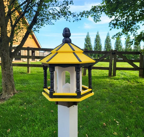 Amish Handmade Gazebo Bird Feeder – Weather-Resistant Poly Lumber Feeder with Wide Feeding Opening for Outdoor Birds
