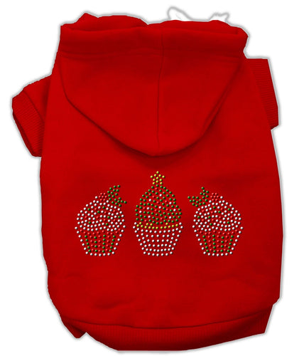Christmas Pet Hoodie Rhinestone, Christmas Cupcake Trio