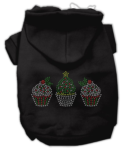 Christmas Pet Hoodie Rhinestone, Christmas Cupcake Trio