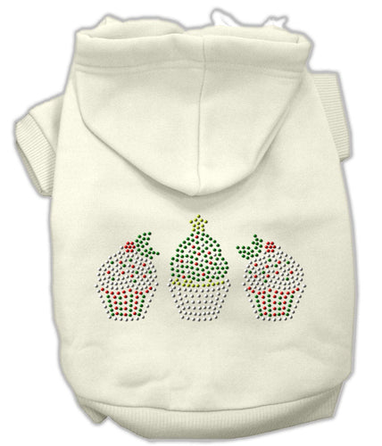 Christmas Pet Hoodie Rhinestone, Christmas Cupcake Trio