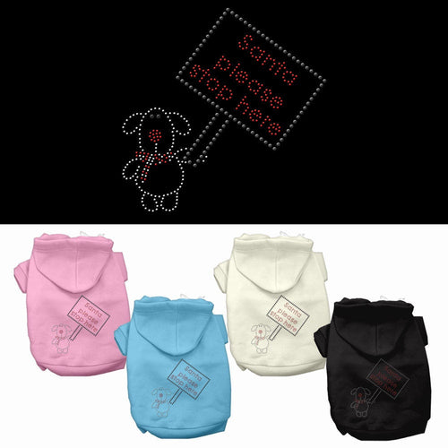 Christmas Pet Hoodie Rhinestone, Santa, Please Stop Here