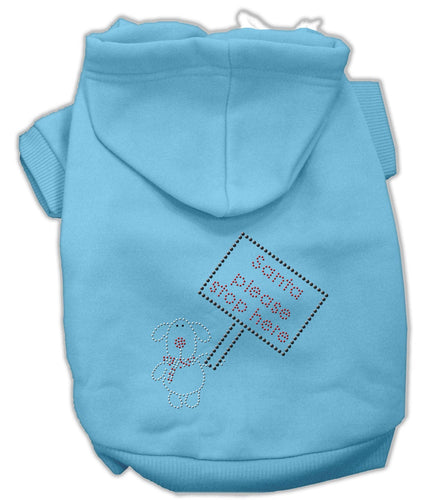 Christmas Pet Hoodie Rhinestone, Santa, Please Stop Here