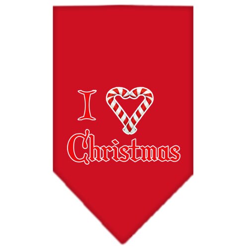 Christmas Pet and Dog Bandana Screen Printed, I Heart Christmas