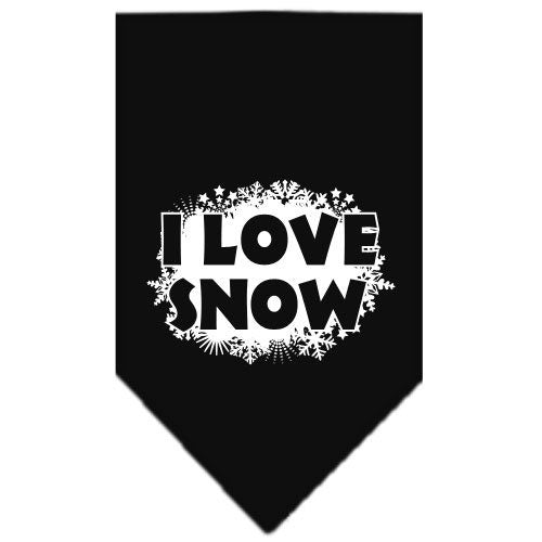 Christmas Pet and Dog Bandana Screen Printed, I Love Snow
