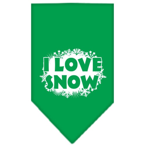 Christmas Pet and Dog Bandana Screen Printed, I Love Snow