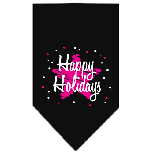 Christmas Pet and Dog Bandana Screen Printed, Scribble Happy Holidays