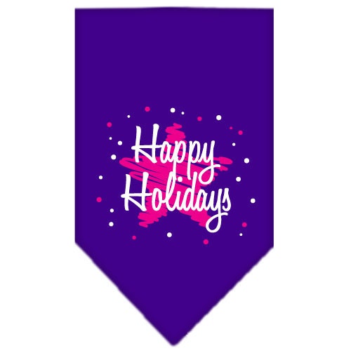Christmas Pet and Dog Bandana Screen Printed, Scribble Happy Holidays