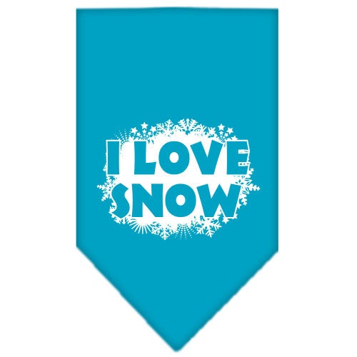 Christmas Pet and Dog Bandana Screen Printed, I Love Snow