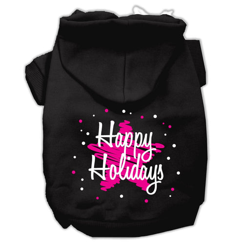 Christmas Pet Hoodie Screen Printed, Scribble Happy Holidays