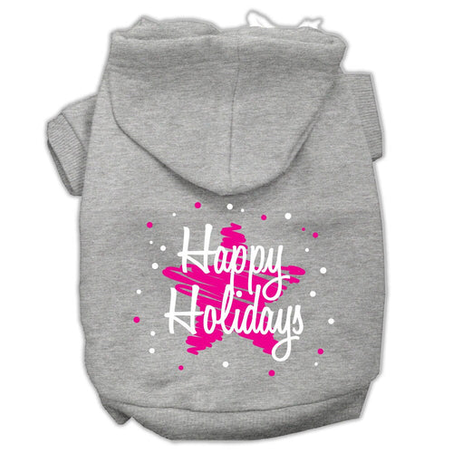 Christmas Pet Hoodie Screen Printed, Scribble Happy Holidays