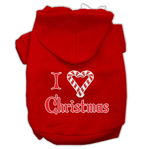Christmas Pet Hoodie Screen Printed, I Heart Christmas