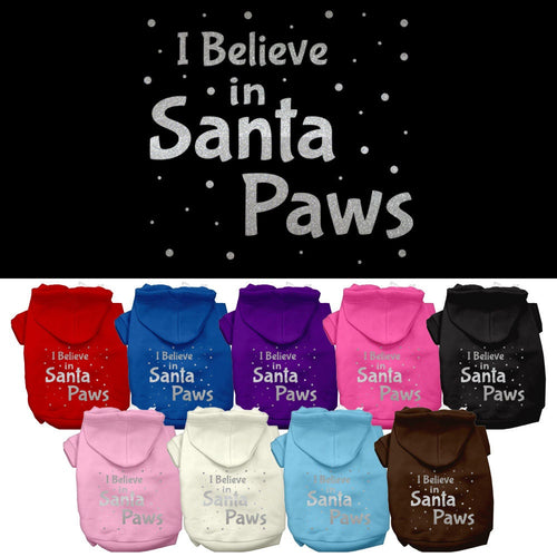 Christmas Pet Hoodie Screen Printed, I Believe In Santa Paws