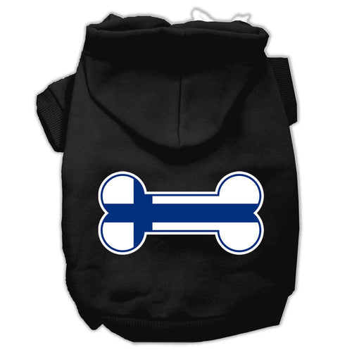 Pet, Dog & Cat Hoodie Screen Printed, Bone Shaped Finland Flag