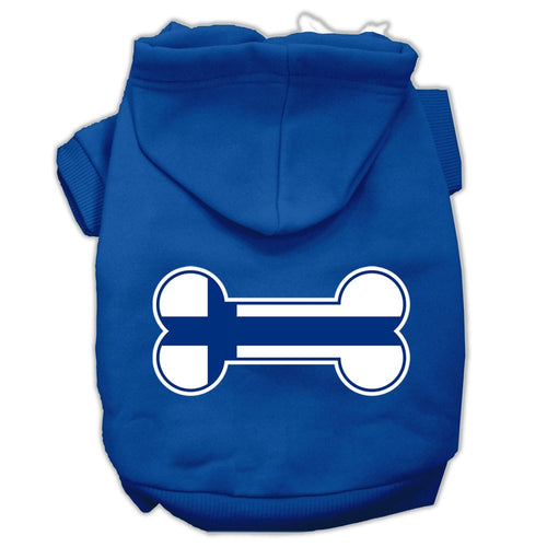 Pet, Dog & Cat Hoodie Screen Printed, Bone Shaped Finland Flag