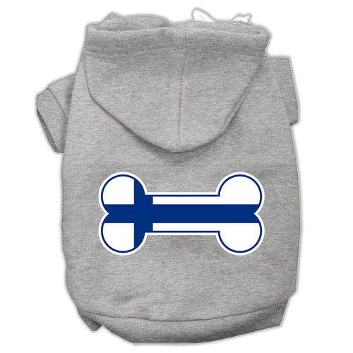 Pet, Dog & Cat Hoodie Screen Printed, Bone Shaped Finland Flag