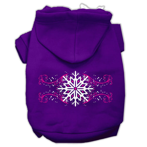 Christmas Pet Hoodie Screen Printed, Pink Snowflake Swirls