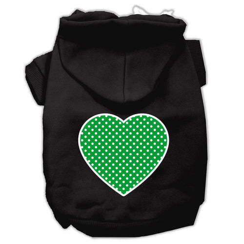 Pet Hoodie Green Swiss Dots Heart