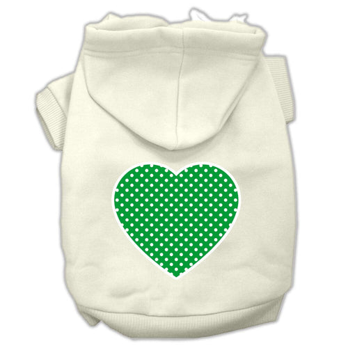 Pet Hoodie Green Swiss Dots Heart